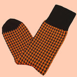 Bassin and Brown Brandyn Black and Orange Houndstooth Check Socks