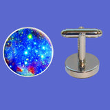 Bassin and Brown Cosmic Space Nebula Cufflinks – Blue and White