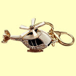 Bassin And Brown Helicopter Rhinestone Keyring - Gold, Black and White