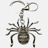 Bassin and Brown Rhinestone Crystal Spider Keyring - Silver