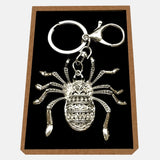 Bassin and Brown Rhinestone Crystal Spider Keyring - Silver