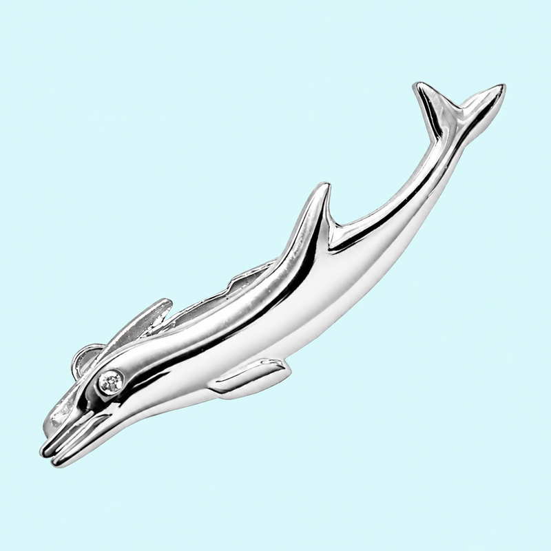 Bassin and Brown Dolphin Tie Bar - Silver