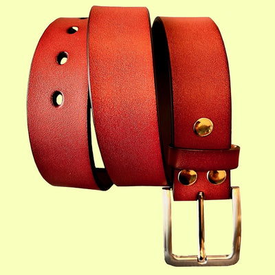 Bassin and Brown Leather Jeans Belt - Chestnut Brown (Size 110cm - 34" to 39" only)
