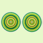 Bassin and Brown Concentric Circles Cufflinks – Green and Yellow