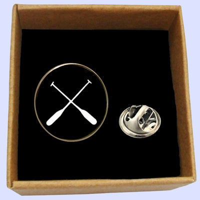 Bassin and Brown Crossed Oars Rowing Lapel Pin - Black and White