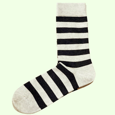 Bassin and Brown Cubillas Hooped Striped Men's Socks - Charcoal Grey and Marbled White