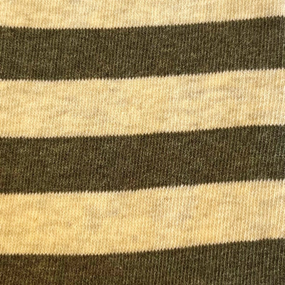 Bassin and Brown Cubillas Hooped Stripe Socks - Khaki Green and Marbled White