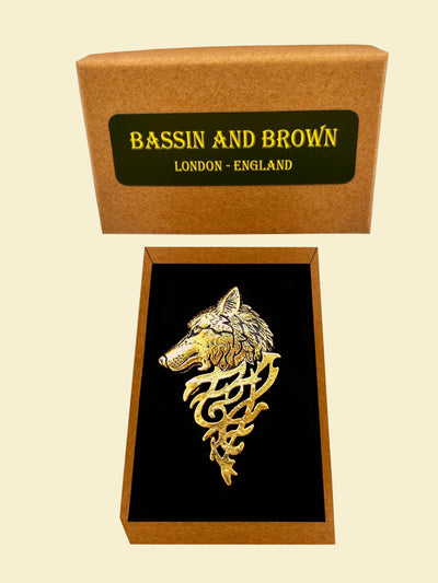Bassin and Brown Dire Wolf Jacket Lapel Pin – Antique Gold