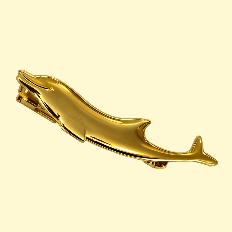 Bassin and Brown Gold Dolphin Tie Bar