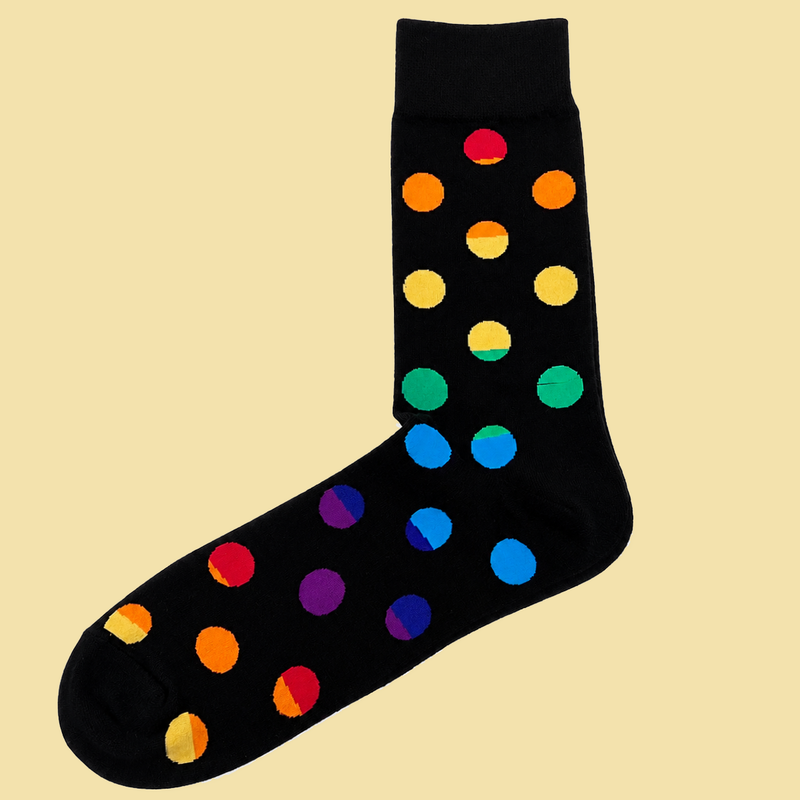 Bassin and Brown Drake Men's Black Multi Coloured Spot Socks