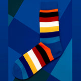 Bassin and Brown Aldway Blue Multi-Coloured Men’s Striped Socks