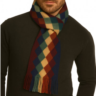 Bassin and Brown Edrich Diamond Wool Scarf - Orange, Yellow, Green and Brown