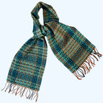 Bassin and Brown Fielding Overstitched Wool Scarf- Blue, Turquoise, Gold and Red