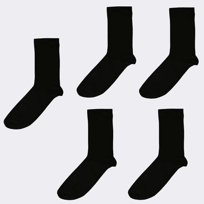 Bassin and Brown Five Pack 100% Bamboo Plain Black Socks