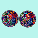 Bassin and Brown Flower and Bird Cufflinks - Multi Coloured