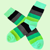 Bassin and Brown Multi Stripe Socks  - Green, Lime, Mint, Brown and Black