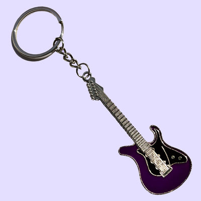 Bassin And Brown Guitar Keyring - Purple, Black And Silver