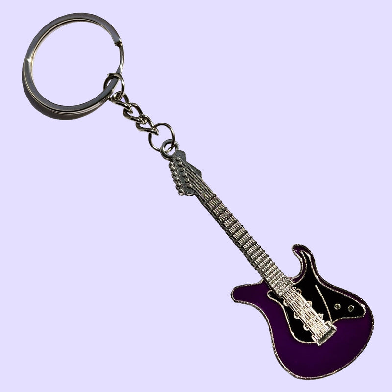 Bassin And Brown Guitar Keyring - Purple, Black And Silver