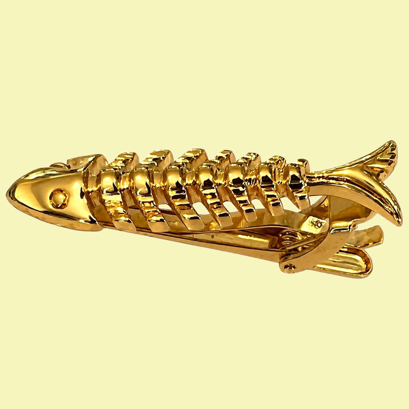 Bassin and Brown Gold Fish Skeleton Tie Bar