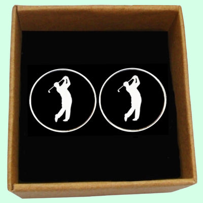 Bassin and Brown Golfer Cufflinks - Black and White
