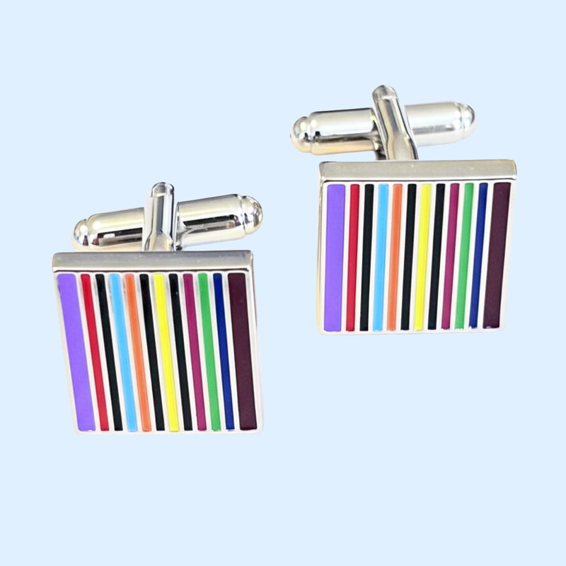 Bassin and Brown Grantchester Multi-Colour Striped Enamel Cufflinks