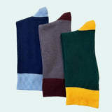 Bassin and Brown Men’s 3-Pack Bamboo Socks with Contrasting Heels & Toes – Bottle Green, Navy & Smoke Grey