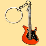 Bassin And Brown Guitar Keyring - Orange, Black And Silver