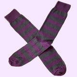 Bassin and Brown Hooped Stripe Cotton Socks - Purple and Grey