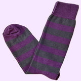 Bassin and Brown Hooped Stripe Cotton Socks - Purple and Grey