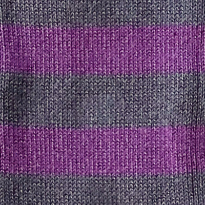 Bassin and Brown Hooped Stripe Cotton Socks - Purple and Grey