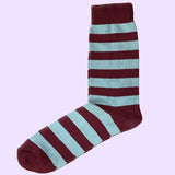 Bassin And Brown Hooped Stripe Cotton Socks - Wine and Mint Green