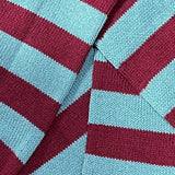 Bassin And Brown Hooped Stripe Cotton Socks - Wine and Mint Green