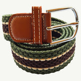 Bassin And Brown Horizontal Stripe Woven Elasticated Belt - Green, Brown and Beige