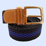 Bassin And Brown Horizontal Stripe Woven Elasticated Belt - Navy And Electric Blue