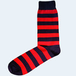 Bassin and Brown Navy Blue and Red Hooped Stripe Cotton Socks