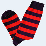 Bassin and Brown Navy Blue and Red Hooped Stripe Cotton Socks
