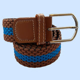 Bassin And Brown Horizontal Stripe Woven Elasticated Belt - Brown and Electric Blue