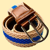 Bassin And Brown Horizontal Stripe Woven Elasticated Belt - Beige And Electric Blue