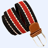 Bassin And Brown Horizontal Stripe Woven Elasticated Belt - Red, Navy And White