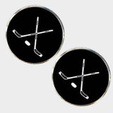 Bassin And Brown Crossed Ice Hockey Sticks Cufflinks - Black And White