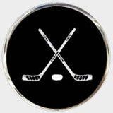 Bassin And Brown Crossed Ice Hockey Sticks Cufflinks - Black And White