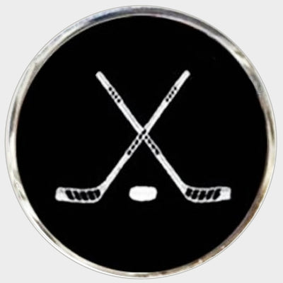Bassin And Brown Crossed Ice Hockey Sticks Cufflinks - Black And White