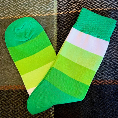 Bassin and Brown Warricke Multi Stripe Socks - Green, Lime, Mint, Forest and White