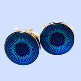 Bassin and Brown Concentric Circles Cufflinks – Cobalt Blue and Royal Blue