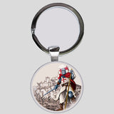 Bassin and Brown Knights Templar Keyring - Grey, Blue And Red