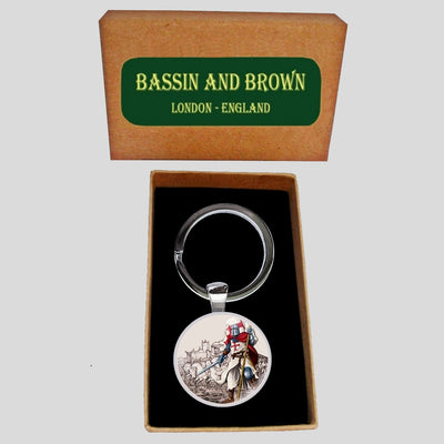 Bassin and Brown Knights Templar Keyring - Grey, Blue And Red