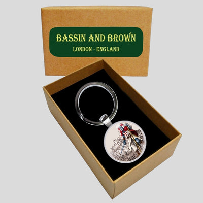 Bassin and Brown Knights Templar Keyring - Grey, Blue And Red