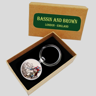 Bassin and Brown Knights Templar Keyring - Grey, Blue And Red