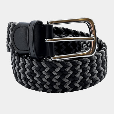 Bassin and Brown Keston Two Colour Stripe Woven Belt - Black and Grey