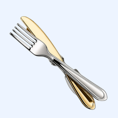 Bassin and Brown Knife and Fork Gold and Silver Tie Bar